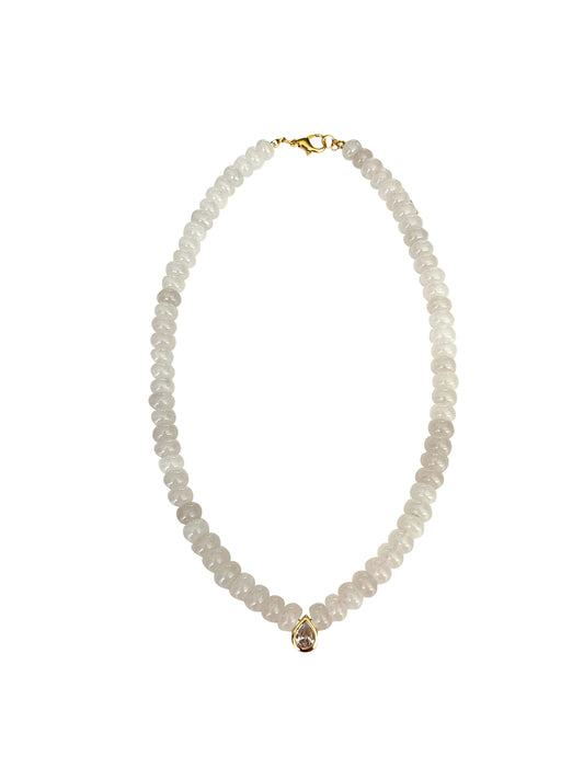 Dori White Beaded CZ Necklace