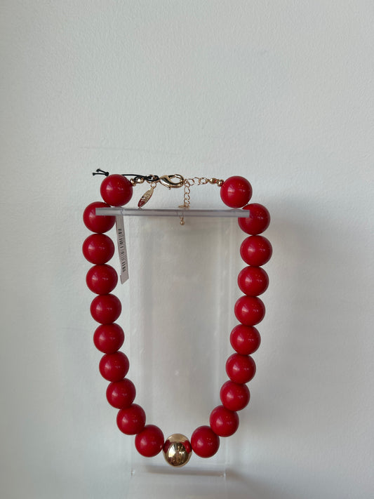 Beaded Solid with Gold Chunky Necklace