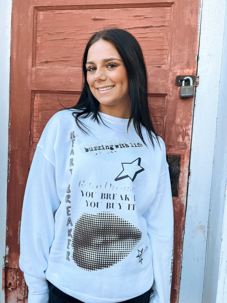 Buzzing with life graphic sweatshirt