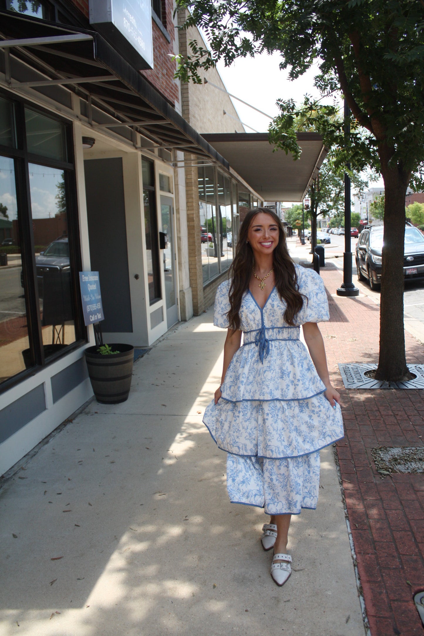 Vintage Horse Toile Printed Midi Dress