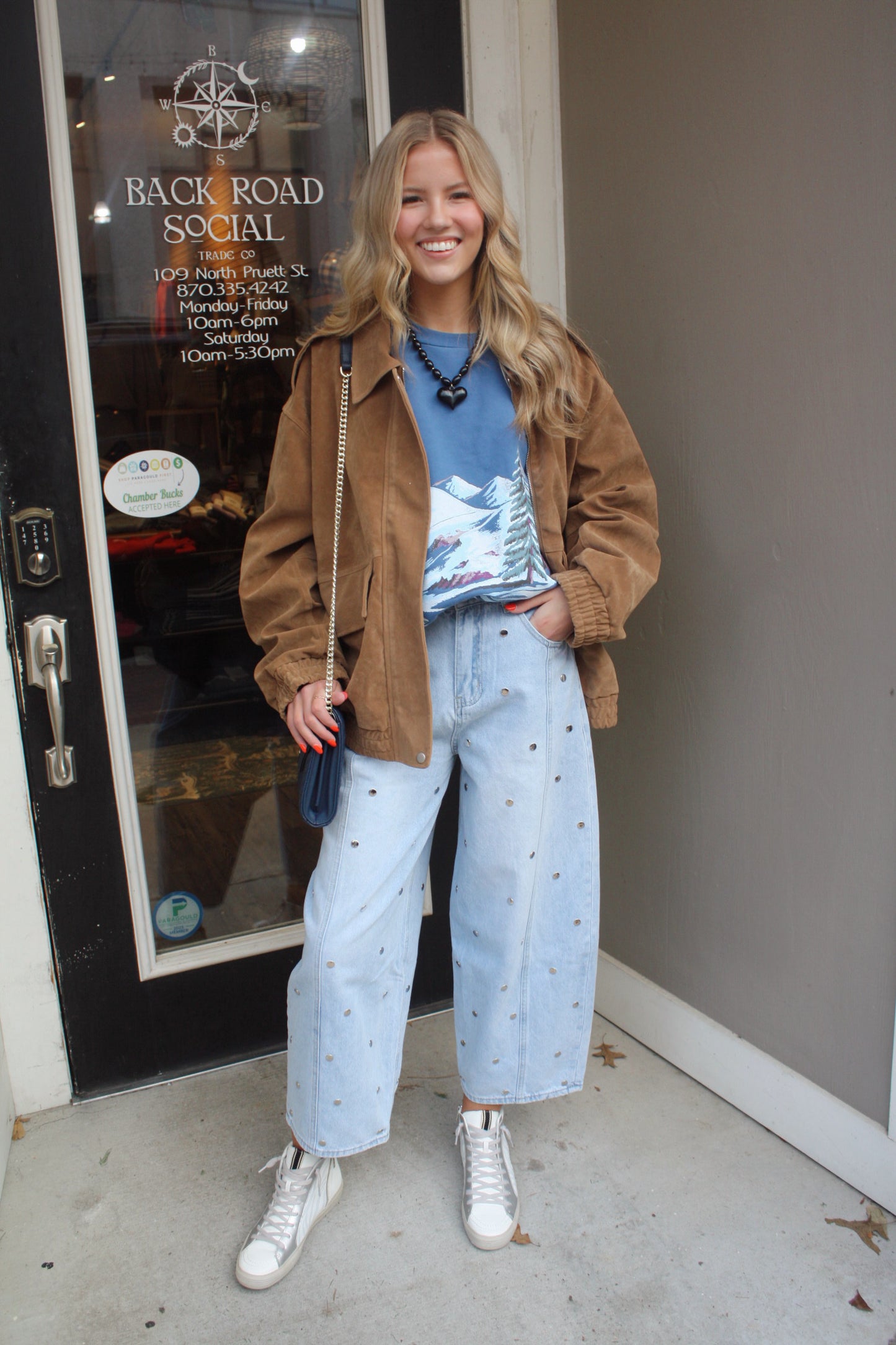 Alpine Ski Scene Oversized Crew Sweatshirt