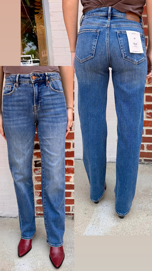 ELLA Dark Wash High Rise Straight Jean