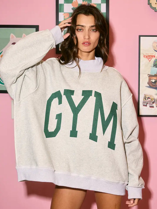 GYM & BED Print Reversible Mockneck Sweatshirt