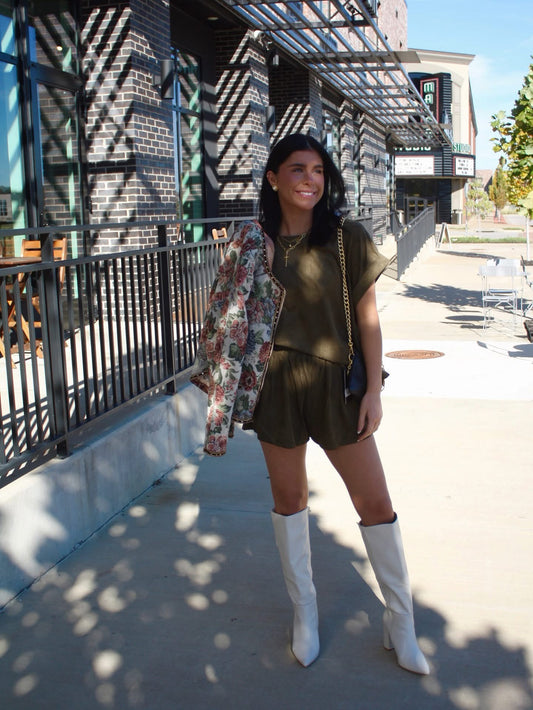 Olive Suede Short
