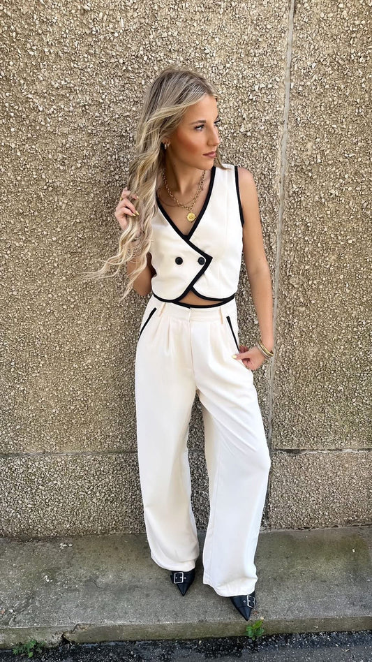 Woven Vest with Contrast Edge