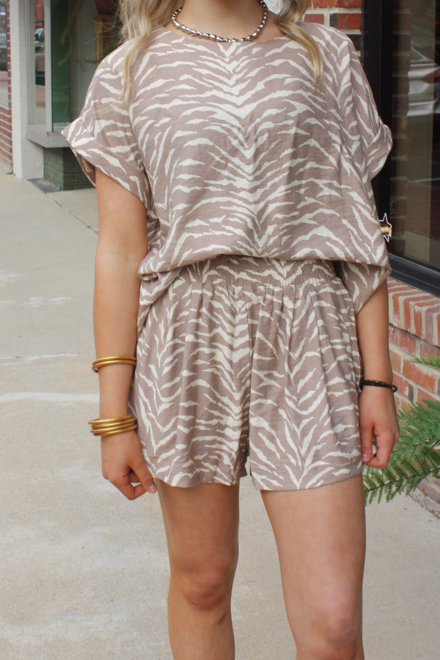 Animal Print Relaxed Fit Shorts