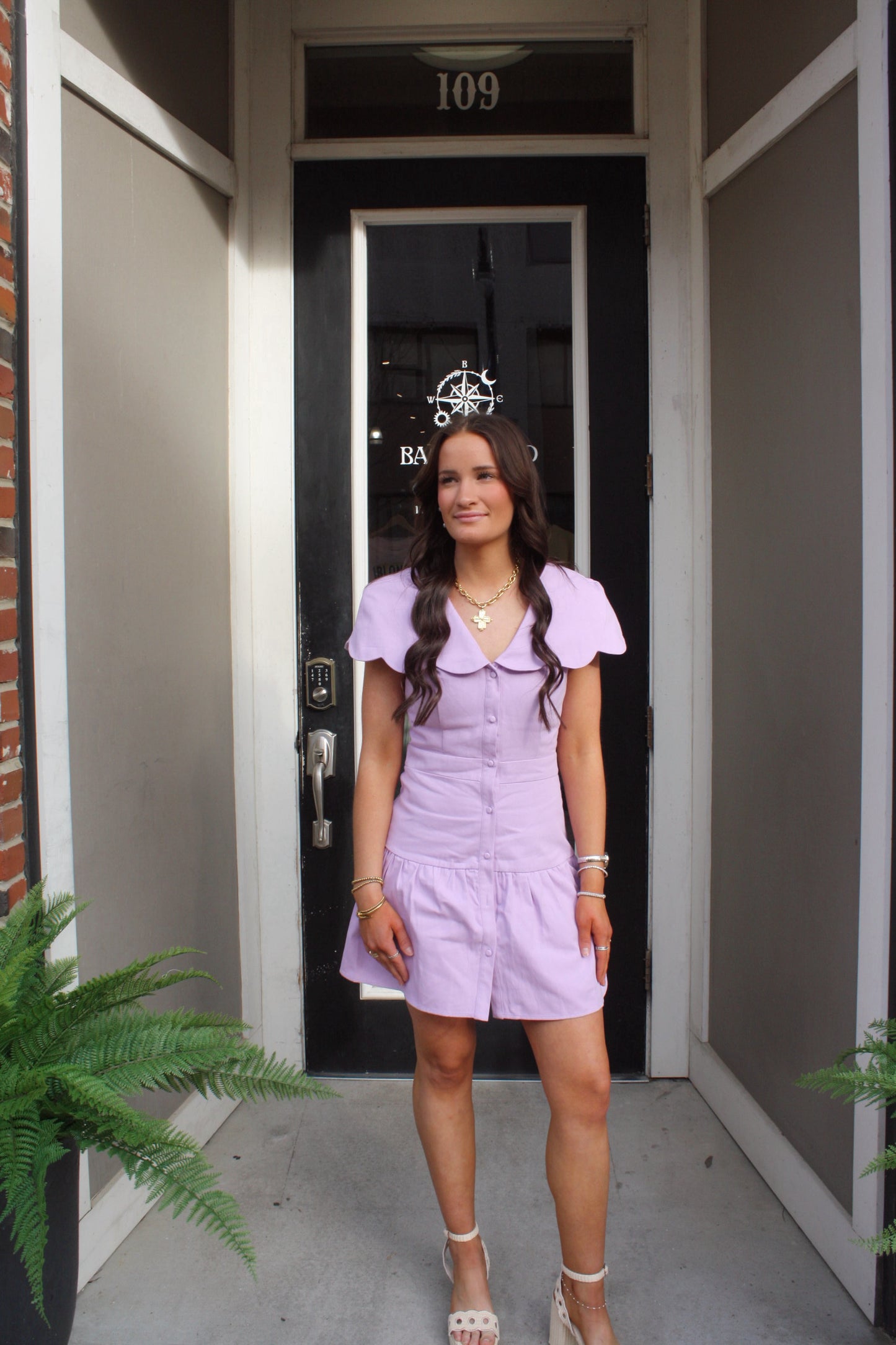 Fit and Flare Oversized Scalloped Collar Dress