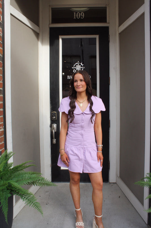 Fit and Flare Oversized Scalloped Collar Dress