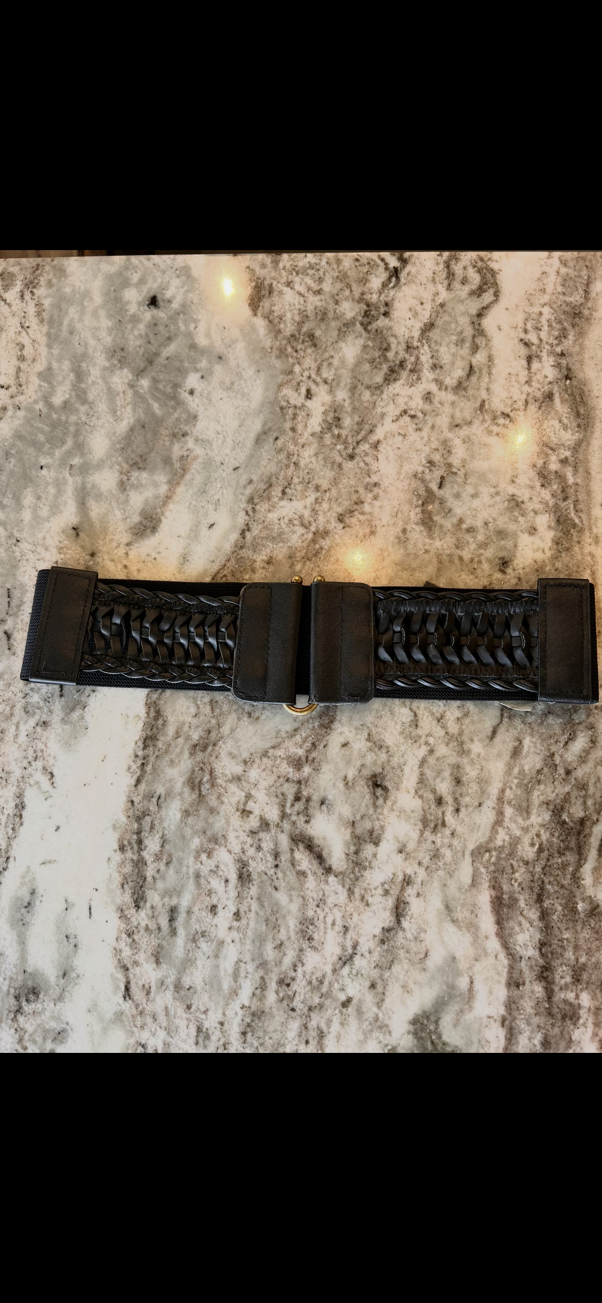 Black Braided Stretch Waist Belt