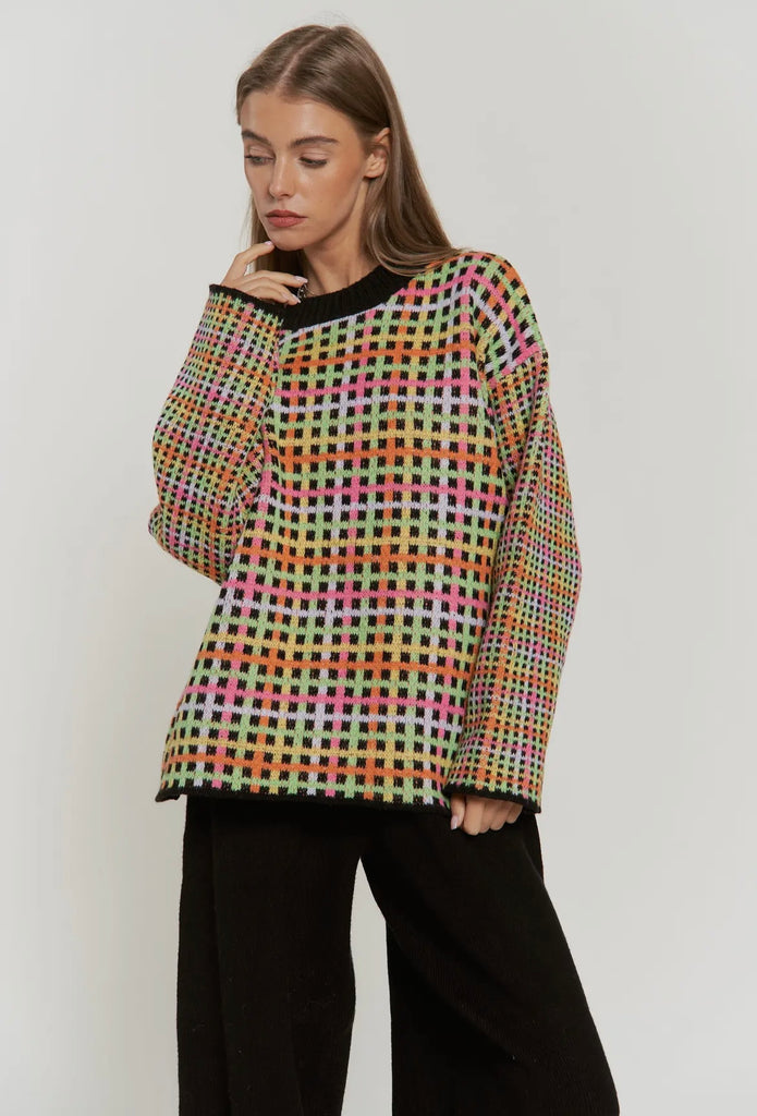 multi color knit sweater Backroad Social Trade Co.