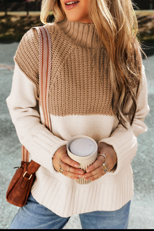 Cable Knit Colorblock Sweater