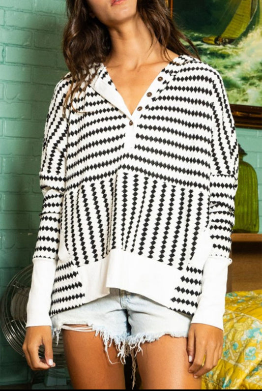 Black Stripe Hoodie