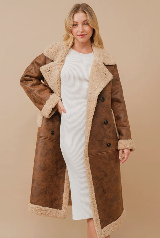 Faux Fur- Fleece Long Jacket