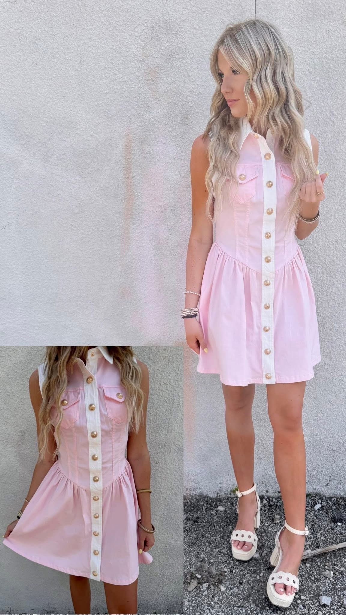 Collar Button Down Denim Mini Dress