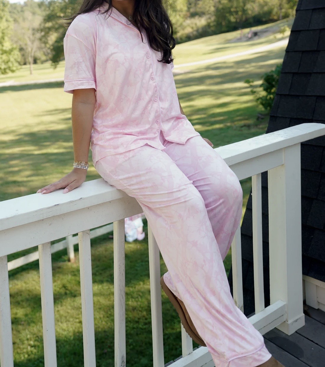 Pink Camo Short Sleeve and Pant Pajama Set