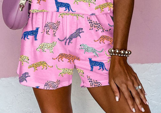 Multicolor Cheetah Lounge Shorts