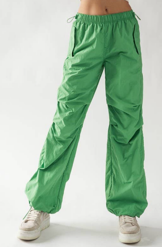 Toggle Adjustable Waist Ruched Cargo Pants