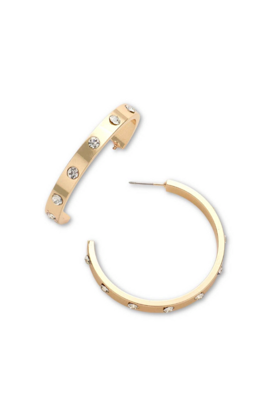 Gold Crystal Hoops