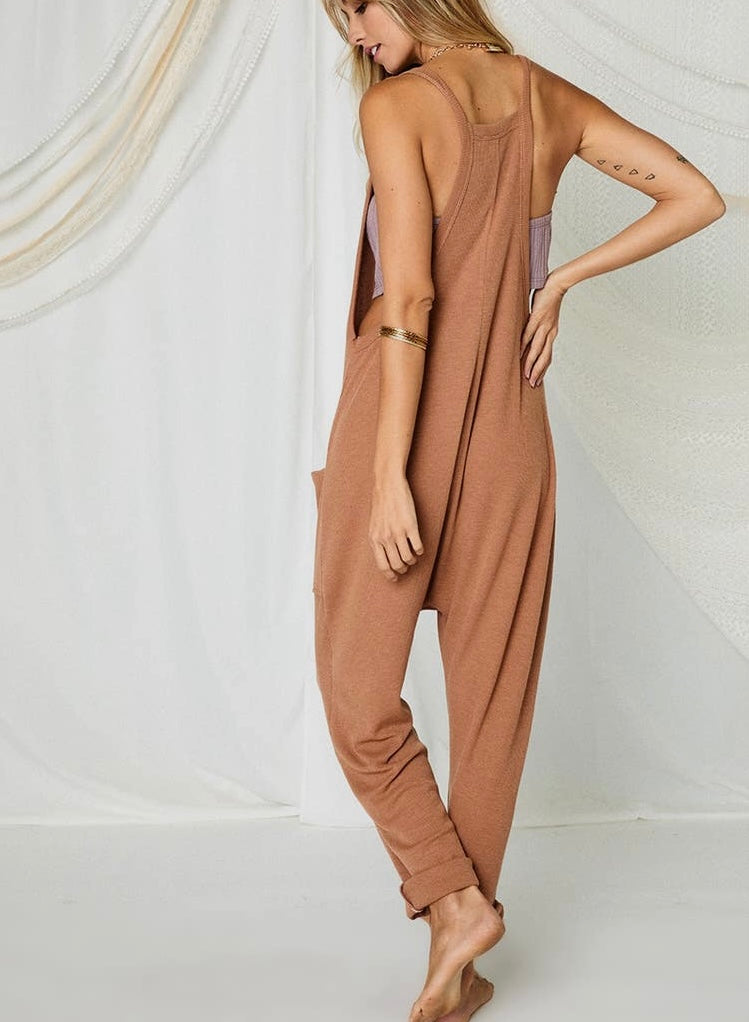 Camel Jumpsuit with Pockets