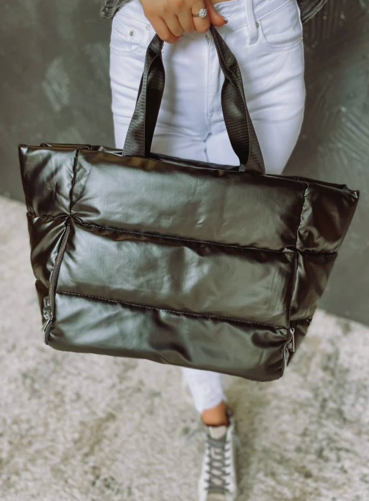 Metallic Puffer Totes