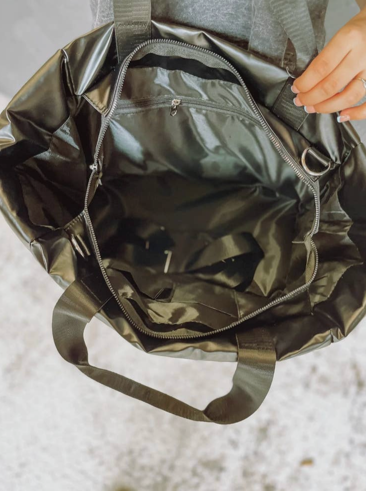 Metallic Puffer Tote