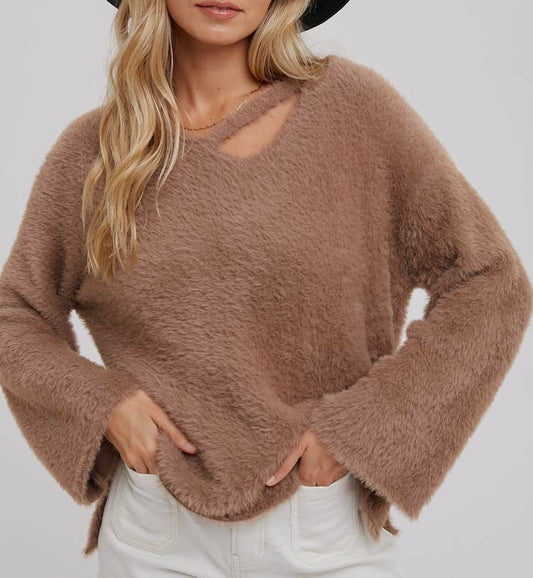 Strap Front Fuzzy Pullover