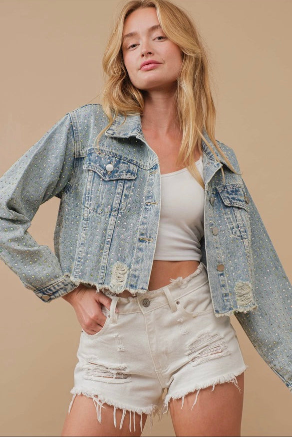 Sparkly Cropped Jean Jacket