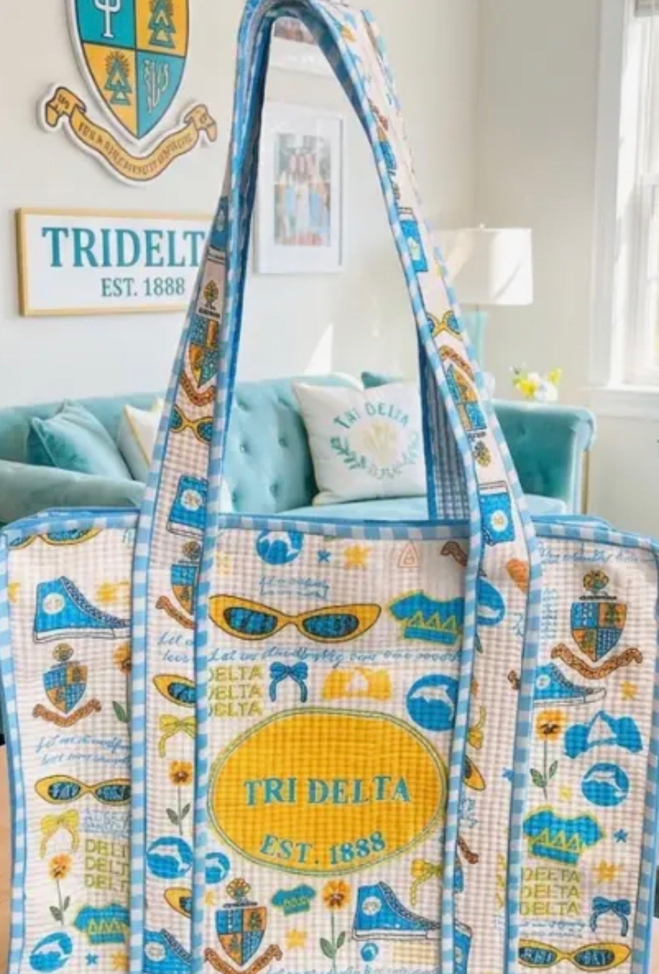 Quilted Sorority Tote Bag