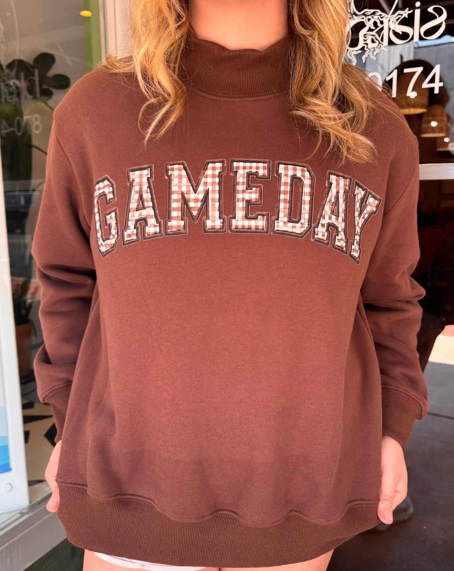 Gingham Gameday Mock Neck