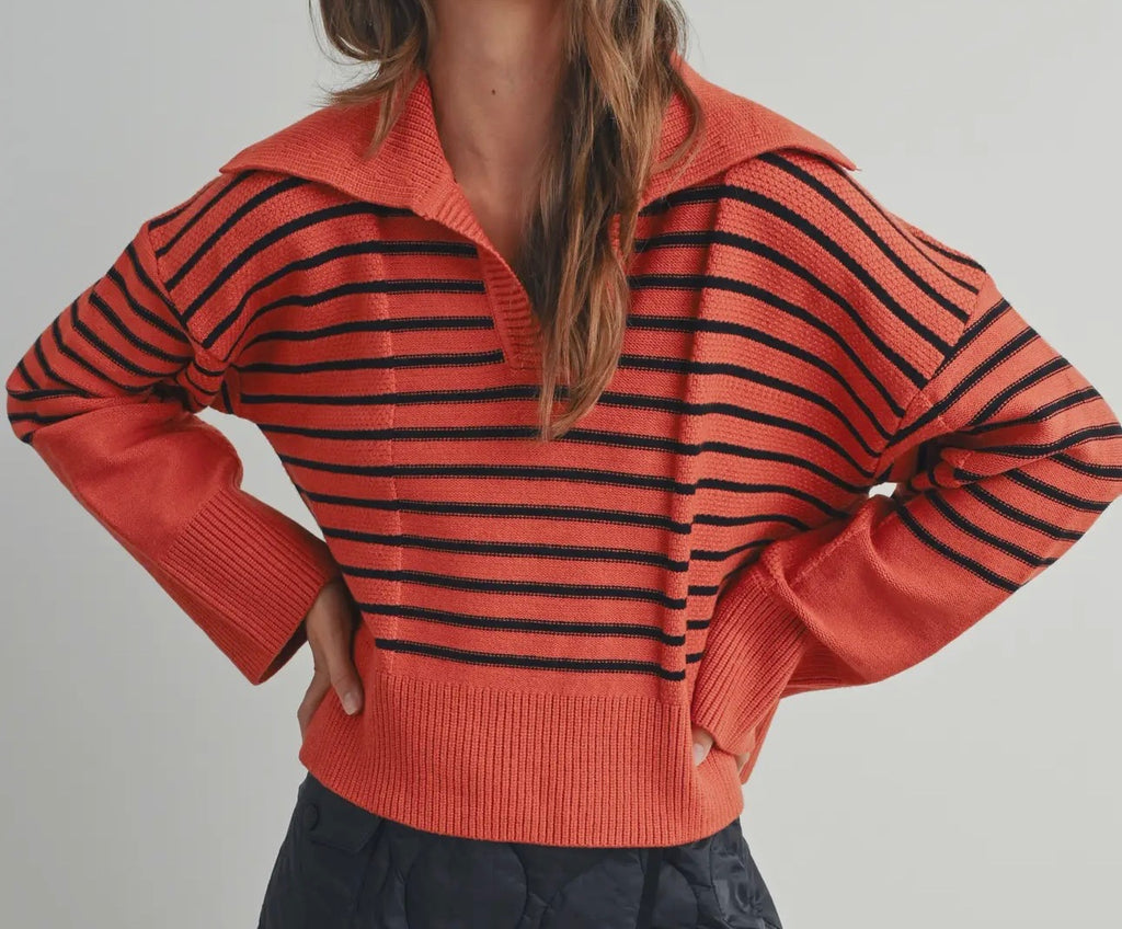 Orange and Black Stripped Sweater