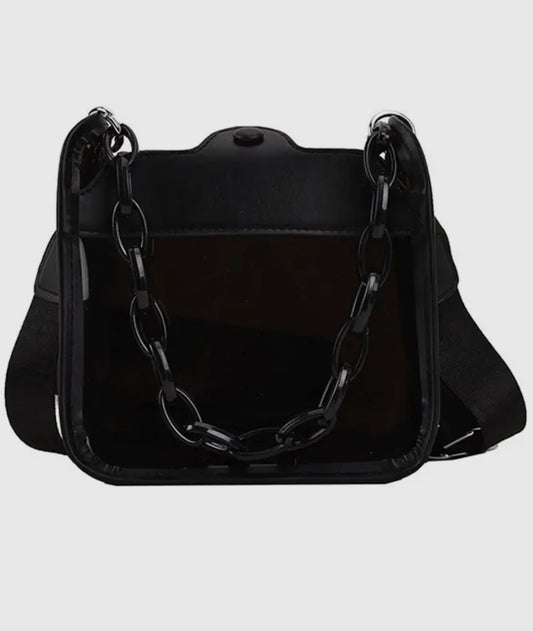 Clear Bag with Chain Detail