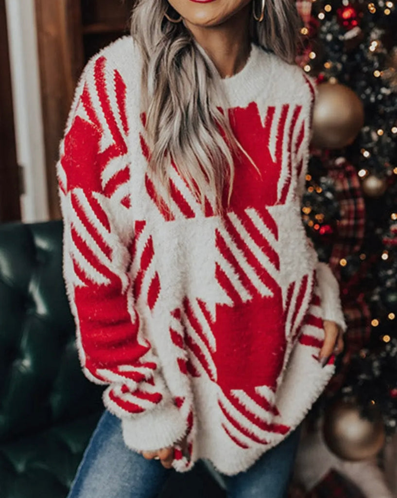 Fuzzy Checker Sweater
