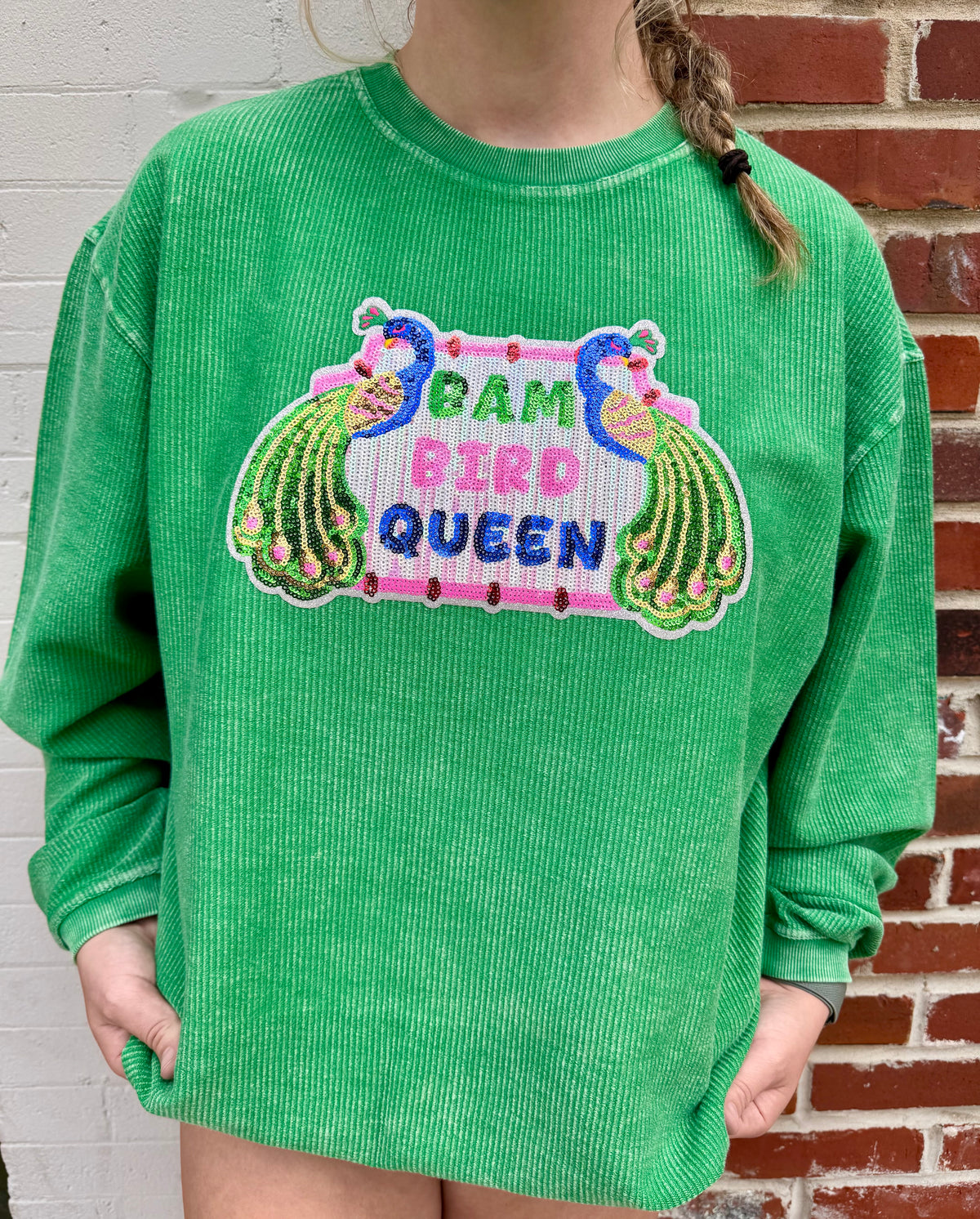 Bam Bird Queen Patch Corded Sweatshirt