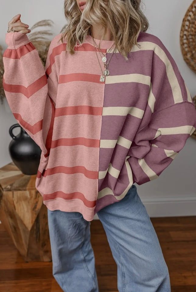 Spilt Color Striped Sweater – Backroad Social Trade Co.