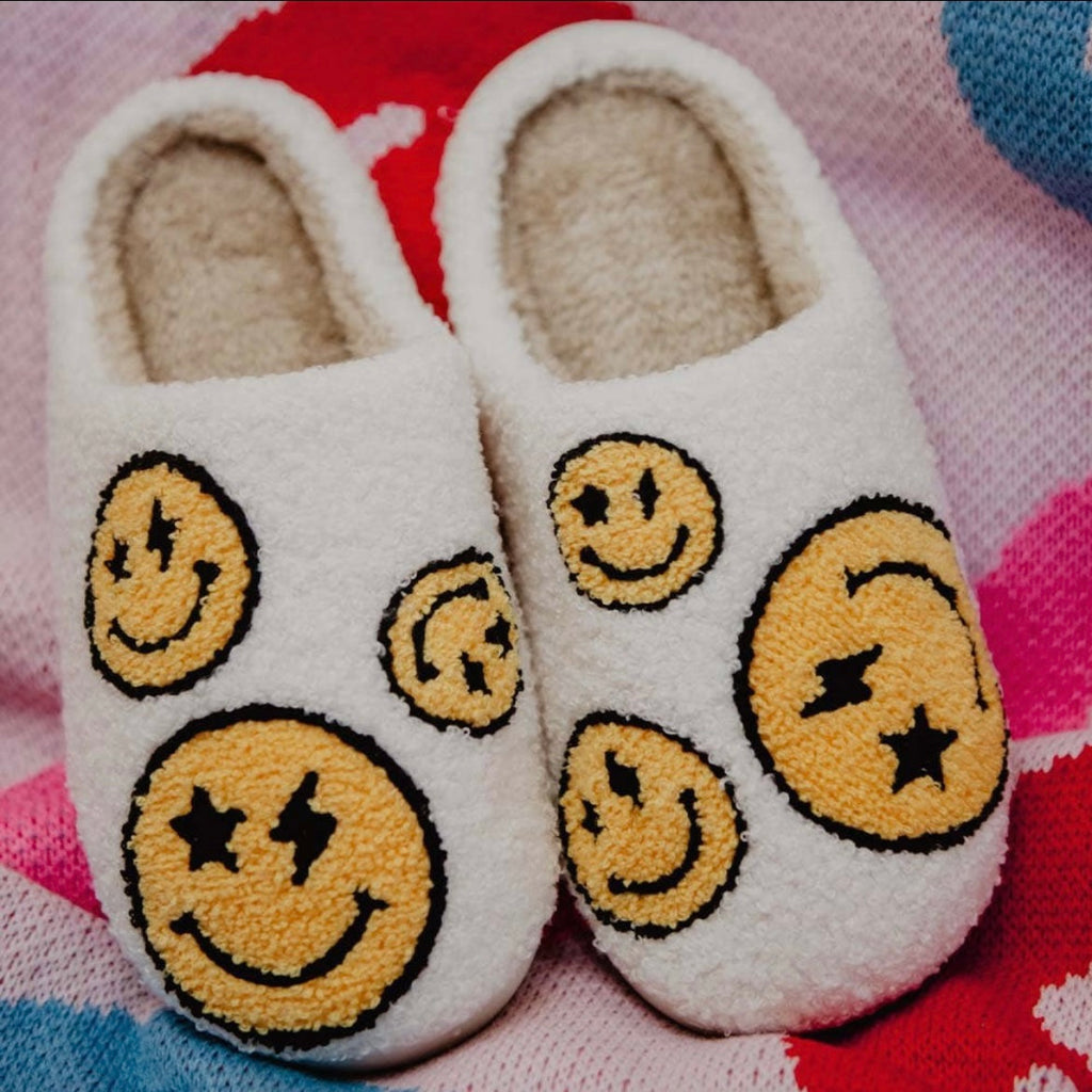 Star and Lightning Eyes Happy Faces Slippers