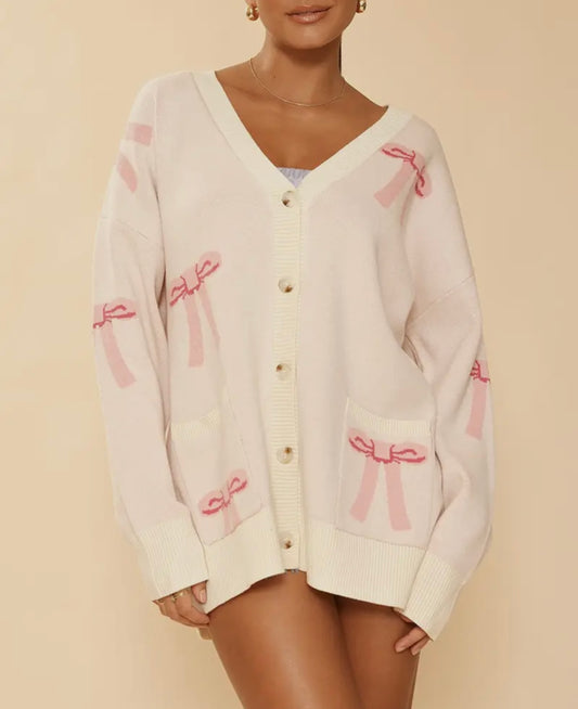 All Over Bow Knit Cardigan