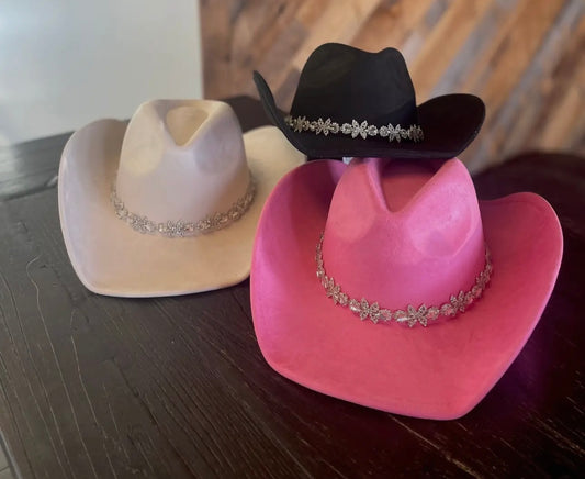 Vegan Suede Rhinestone Cowboy Hat