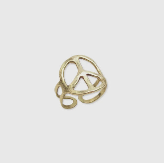 Gold Peace Sign Ring