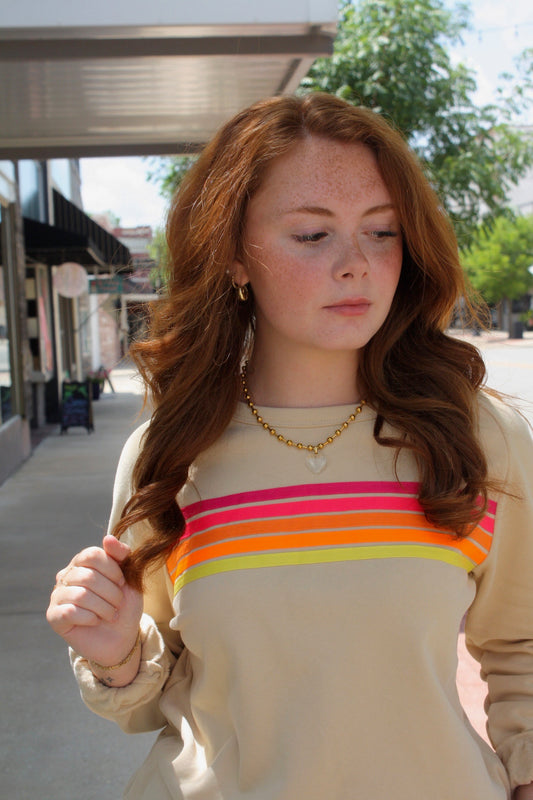 Color Contrast Trim Long Sleeve Top