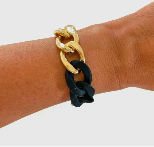 Matte Black & Gold Chain Bracelet
