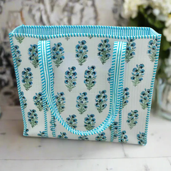 Juniper Blue and White Floral Tote Bag