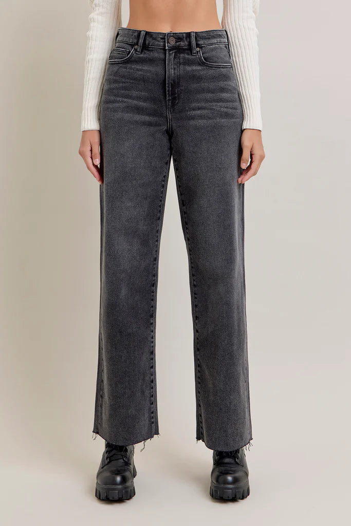 LOGAN Dark Grey 32" Inseam Clean Cut Stretch Dad Jean