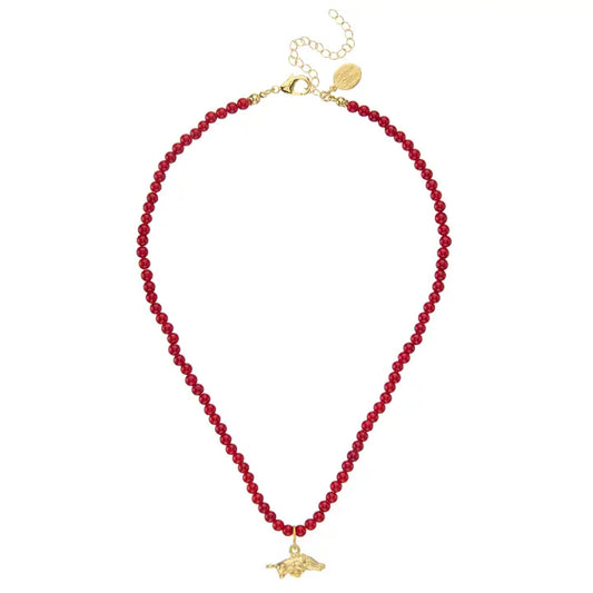 Mini Wild Boar On Red Coral Alys Necklace