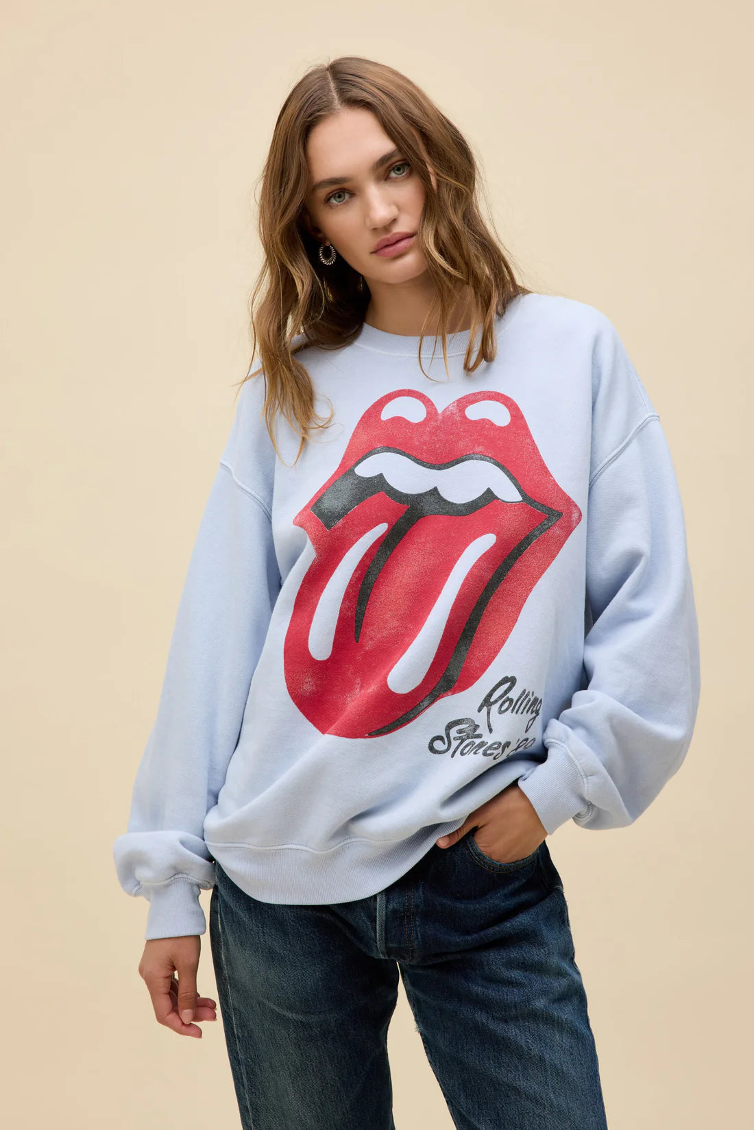 Rolling Stones Big Tongue '89 Oversized Crew Sweatshirt