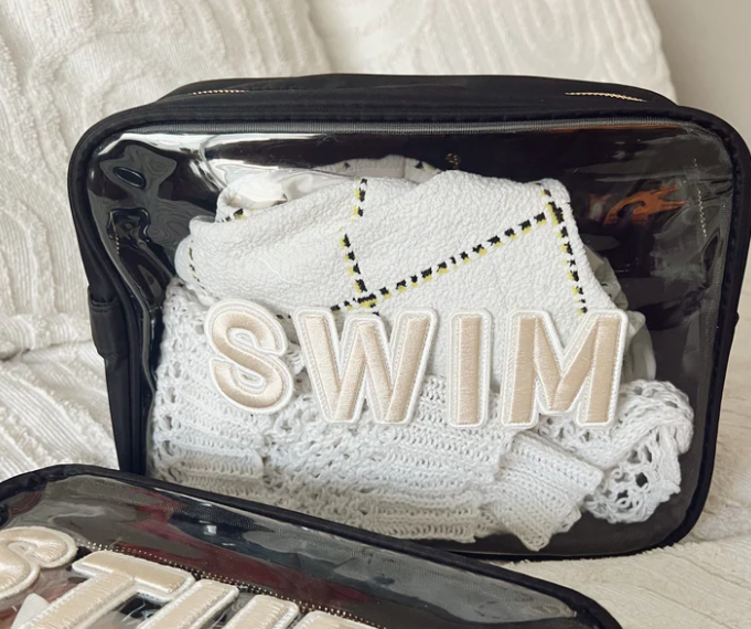 Swim Clear XL - Black w Beige Rolled Patches