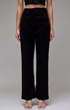 Suede Black High Rise Straight