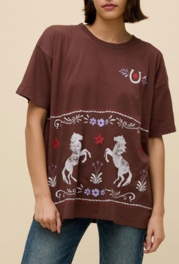 FLORAL HORSE PATTERN MERCH TEE