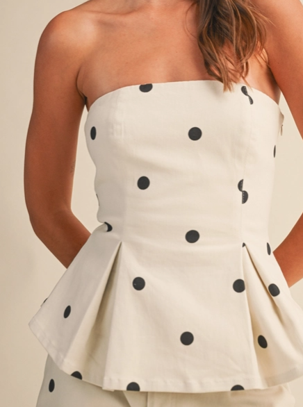 Polkadot Strapless Peplum Top