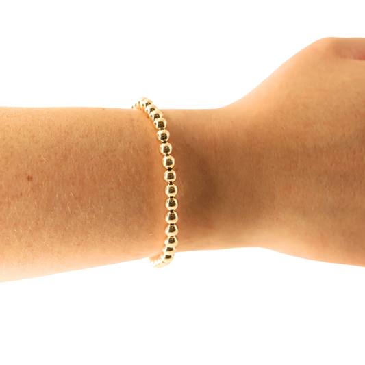 5MM Gold Beaded Bracelet 7.25in