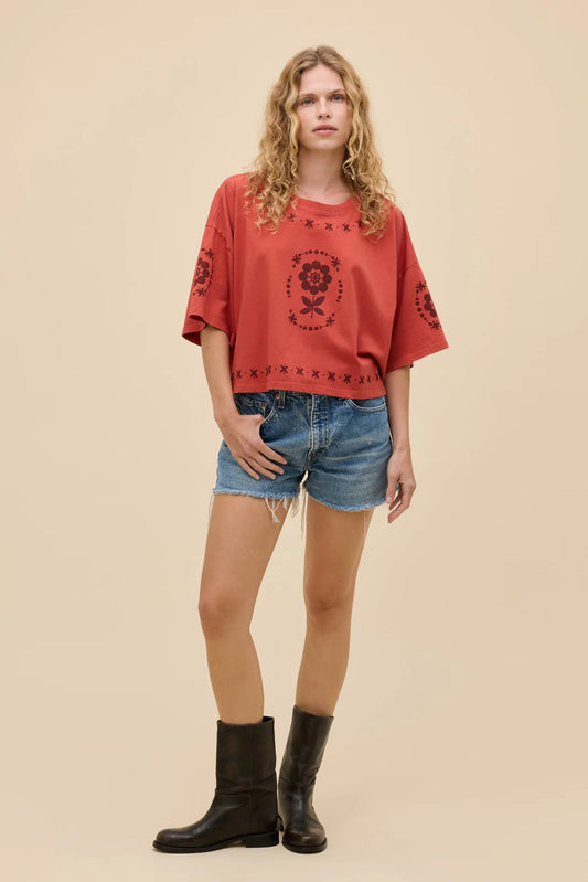 VINTAGE FLORAL CROPPED TEE